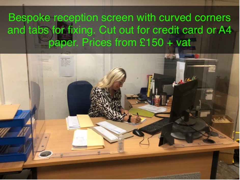 Example of bespoke COVID19 protective screens